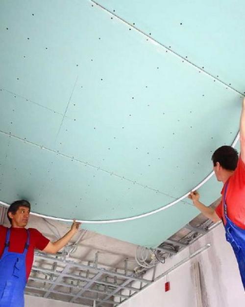 Каркас подвесного потолка с одноуровневыми.. Облицовка и отделка потолка гипсокартоном (с видео) 09 Каркас подвесного потолка с одноуровневыми.. Облицовка и отделка потолка гипсокартоном (с видео) 09