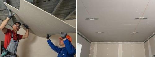 Как крепить гипсокартон к потолку в одиночку. Как крепить гипсокартон к потолку без помощников 08
