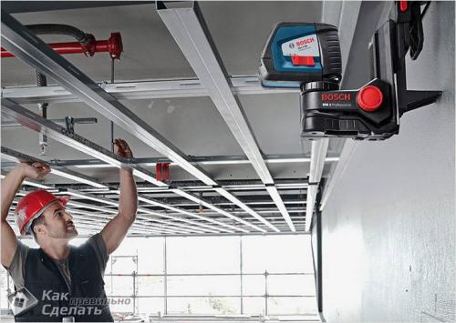 Крепление гипсокартона к потолку. Монтаж гипсокартонных плит 03